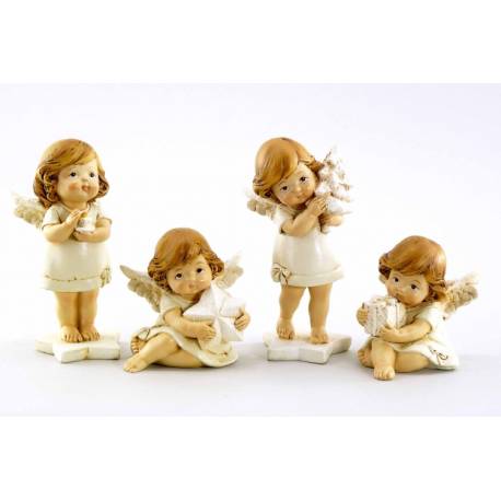 Engel met objecten crème 7cm 