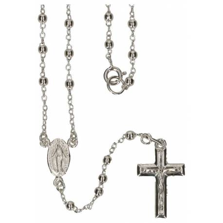 Rozenkrans Zilver + Rhodium - 3 mm + Karabijnhaak + Schrijn 