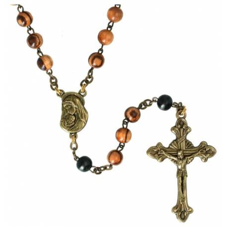 Chapelet Bois zebrano Chaine bronzée