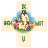 Croix Murale / bois - 12 X 12 cm - Ik ben met U - NL