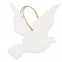 Colombe à suspendre en porcelaine blanche PAX 9.5 x 10 cm