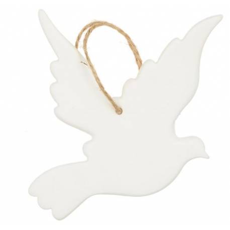 Colombe à suspendre en porcelaine blanche PAX 9.5 x 10 cm