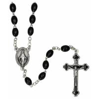 Chapelet - Bois Noir - Croix Email