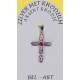 Pendentif croix argent doré avec zircons mauves 23 x15 mm