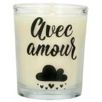 Bougie en verre 65 x 50 mm Avec amour
