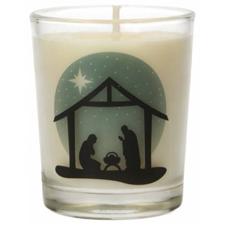 Bougie en verre 65 x 50 mm Nativité