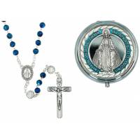 Rozenkrans Wonderbare + Doosje metaal email blauw 