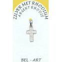 Kruisje zilver met witte strass 13 x 10 mm 