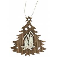 Hout kerstdecoratie om te hangen - kaarsen 