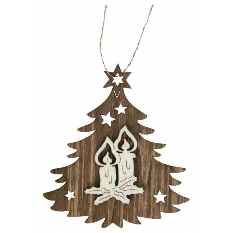 Hout kerstdecoratie om te hangen - kaarsen 