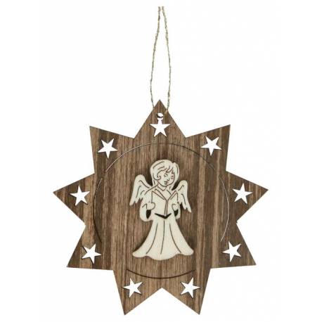 Décoration de Noël en bois en forme d'étoile à suspendre - Ange