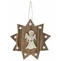 Décoration de Noël en bois en forme d'étoile à suspendre - Ange