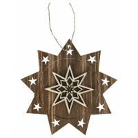 Hout kerstdecoratie om te hangen - Ster 