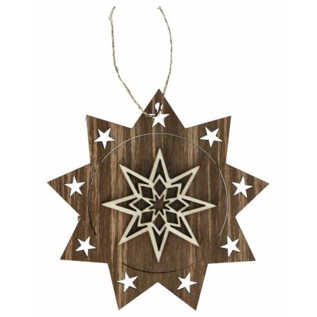 Hout kerstdecoratie om te hangen - Ster 