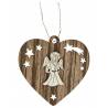 Décoration de Noël en bois en forme de coeur à suspendre - Ange