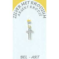 Kruisje Zilver met zirkonen - 12 X 7 mm 