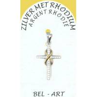 Kruisje Zilver oneindig met zirkonen - 20 X 15 mm 