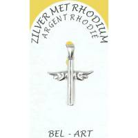 Kruisje met vleugels zilver - 20 X 20 mm 