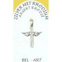 Croix avec ailes argent rhodié- 20 X 20 mm