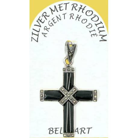 Croix Argent rhodié et marcassite