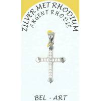 Pendentif croix argent avec zircons 22 x16 mm