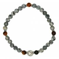 Bracelet sur élastique Jaspe Picasso et oeil de tigre 8 mm