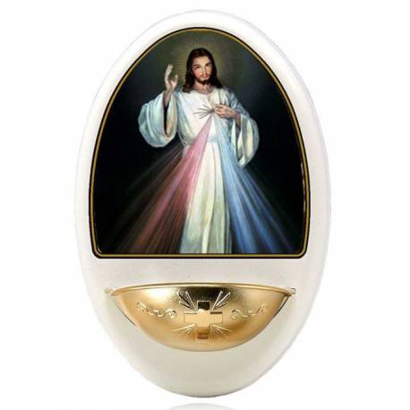 Wijwatervat 10 x 6.5 cm Barmhartig Christus 