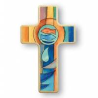 Croix Murale Bois 7 X 11 Cm Poissons