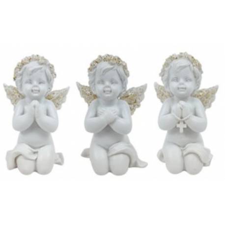 Knielende engel wit en goud 6 cm 3 / set 