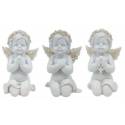 Ange blanc et or à genoux 6 cm 3 / set