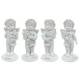 Engel wit en goud met bloemen 6.5 cm 4 / set 