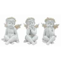 Engel wit en goud 7.5 cm 3 / set 