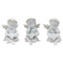 Ange blanc et or avec livre 7.5 cm 3 / set