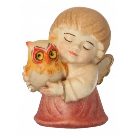 Engel met uil - 4 cm gekleurd 