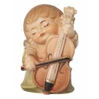 Engel met contrabas - 4 cm gekleurd 