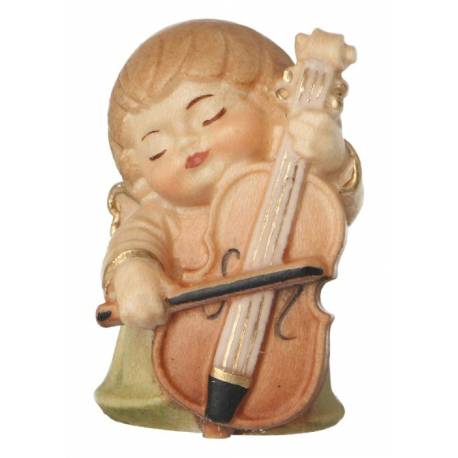 Engel met contrabas - 4 cm gekleurd 