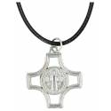 Halssnoer 50 cm + kruisje open verzilverd H Benedictus 