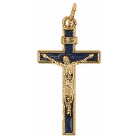 Croix 30 X 18 mm Email bleu