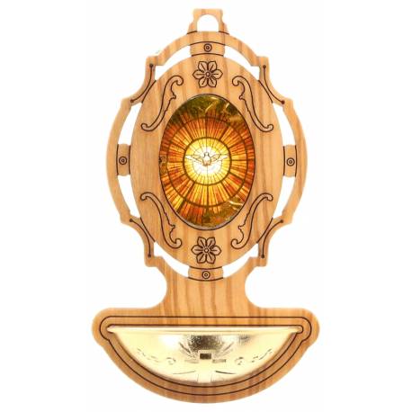 Bénitier Bois d'olivier 9 x 5.5 cm Saint Esprit