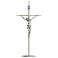 Croix sur Base - 20 cm - Métal Nickelé