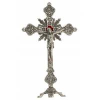 Croix sur Base - 32 cm - Métal Nickelé