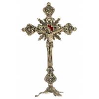 Kruis op voet - 32 cm - Metaal Verguld 