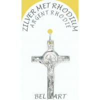 Kruisje Zilver + Rhodium H Benedictus - 35 X 22 mm 