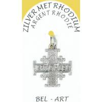 Kruisje Zilver + Rhodium Jeruzalem - 22 X 22 mm 