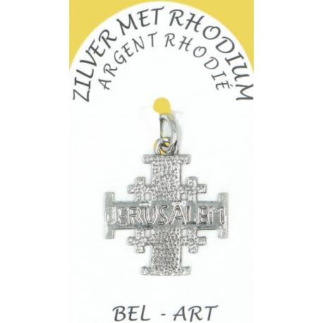Croix Argent Rhodié Jerusalem - 22 X 22 mm