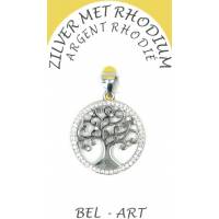 Levensboom medaillon in zilver met rhodium 20 mm 