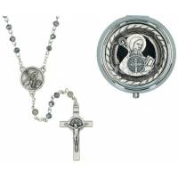 Rozenkrans H Benedictus + Doosje metaal email zwart 