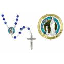 Rozenkrans Lourdes Versch. + Doosje metaal verguld email blauw 