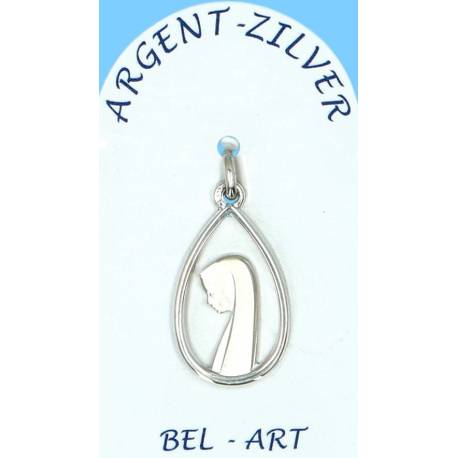 Médaille Argent Vierge ajourée / goutte 23 X 15 mm