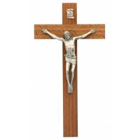 Croix Murale - 16 cm - Bois Corps Mét. Bronzé
